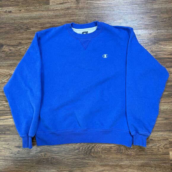 VINTAGE Champion Sweatshirt Mens M Blue Crew Neck Fleece Pullover - Picture 1 of 7